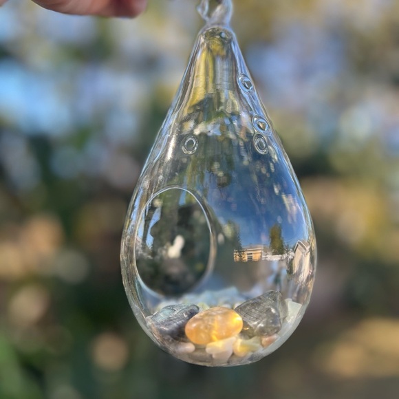 7” Glass Hanging Air Plant Terrarium - Teardrop Shape - Picture 8 of 8